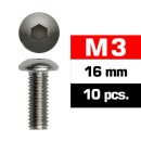 M3X16MM BUTTON HEAD SCREWS (10 PCS)