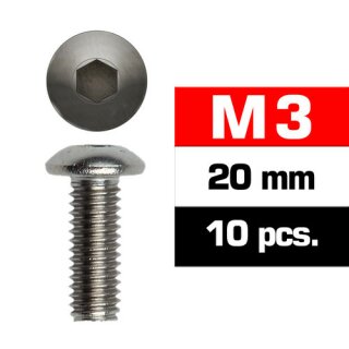 M3X20MM BUTTON HEAD SCREWS (10 PCS)