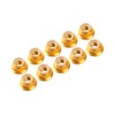 4 MM. ALU. NYLON NUT W/FLANGE GOLD (10 PCS)